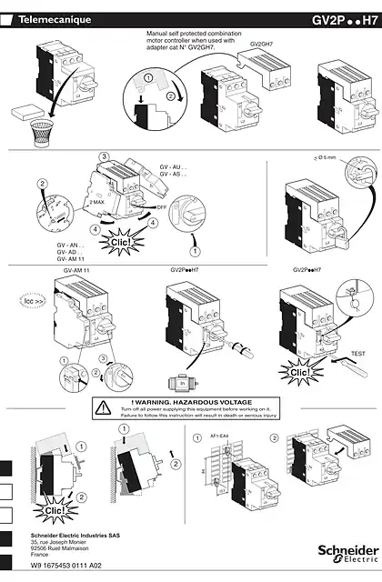schneider施耐德GV2P..H7 Adaptateur